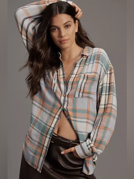 Anthropologie | Pilcro | The Hadley Plaid Button-Up | Relaxed Fit | Size Xxs